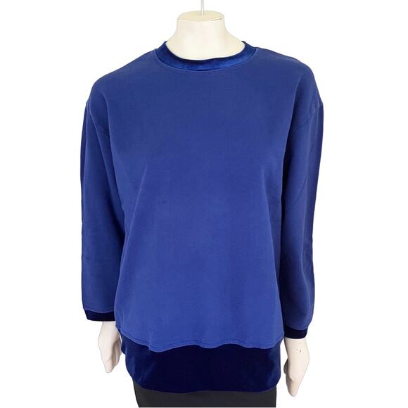 VTG GANTOS Velvet Trimmed Sweatshirt in Royal Blue SZ XL - Picture 1 of 12